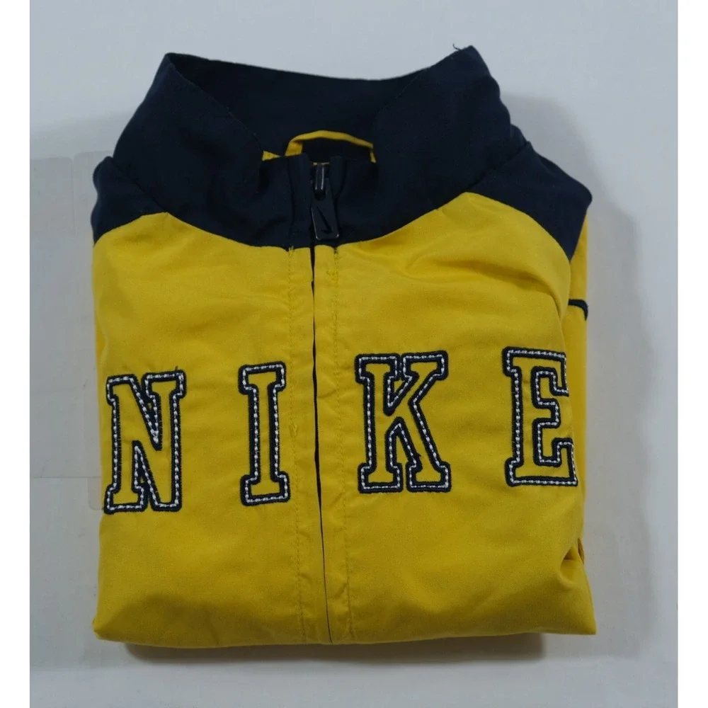 Nike Jacket Kids 4T Yellow Blue White Windbreaker Full Zip Swoosh Logo